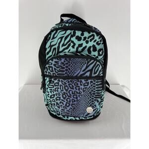 Roxy Multicolor Animal Print Backpack Front‎ Zip Pocket Polyester